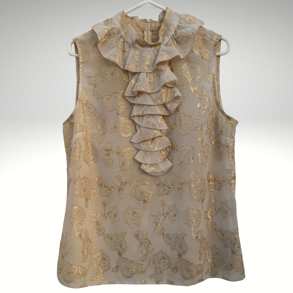 ANNA SUI FOR TARGET | Gossip Girl Collection | Cream & Gold Ruffled Tank | RARE